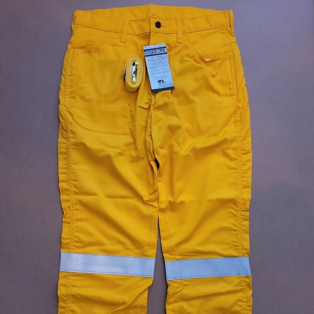 Crude FR Fire Resistant Mens Reflective Work Pants 33x30 New YEL-7952
